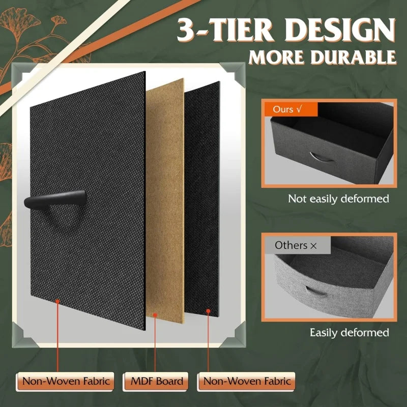 GALAXHERO 10 Drawer Fabric Dresser Sturdy Metal Frame Organizer Unit Side Pockets Hooks for Bedroom Living Room Hallway
