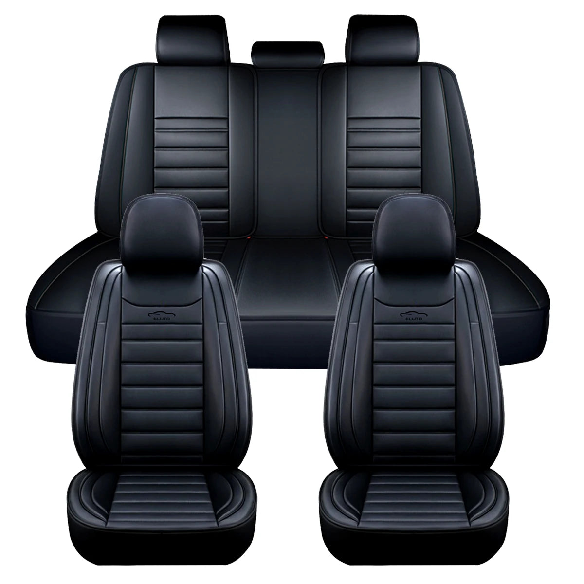 11PCS 5 Seats Car Seat Covers Automobiles Seat Covers Protector Cushion Deluxe PU Leather Front+Rear Full Set SUV Truck