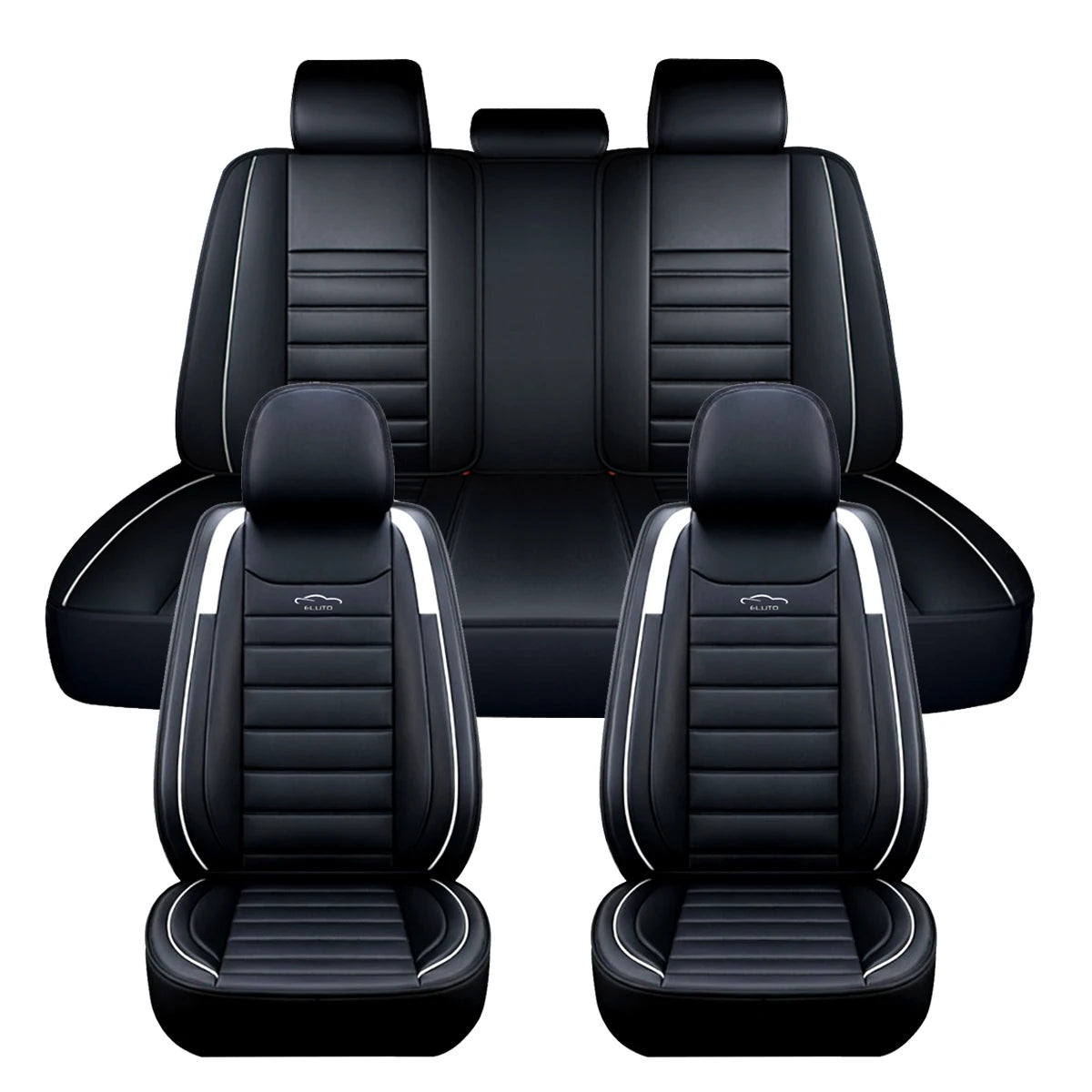 11PCS 5 Seats Car Seat Covers Automobiles Seat Covers Protector Cushion Deluxe PU Leather Front+Rear Full Set SUV Truck