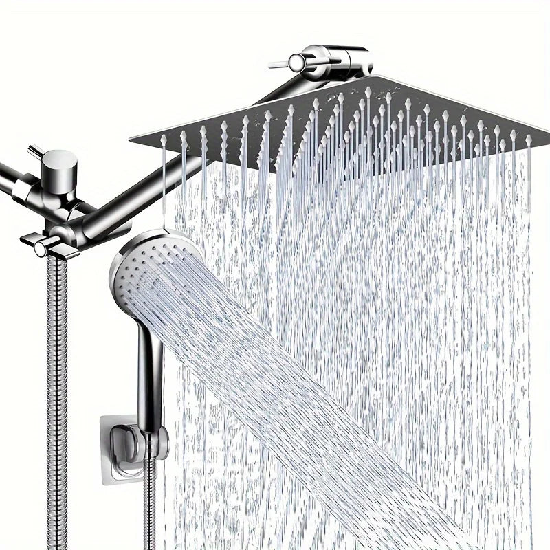 Bathroom chrome plated concealed stainless steel pressurized shower shower set with extended lever arm, toilet top spray shower