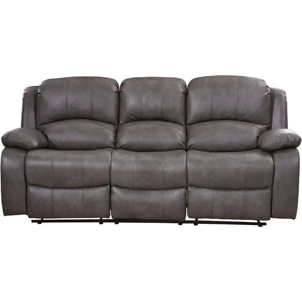 Furniture 2PC Bonded Leather Reclining Sofa Loveseat Set,(Gray), Living Room Sofa Set