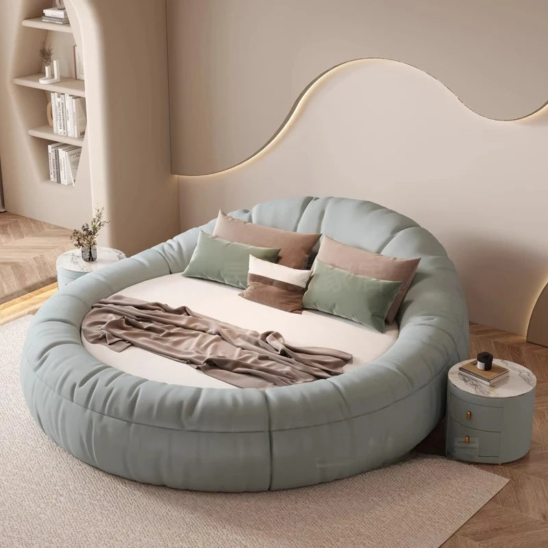 200X220cm double beds bedroom Round bed cheap full size queen bed Headboard side table bed room set bedroom furniture full set