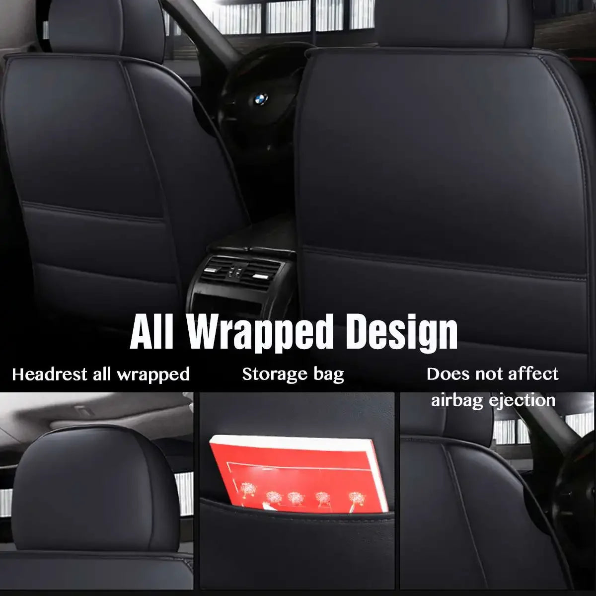 11PCS 5 Seats Car Seat Covers Automobiles Seat Covers Protector Cushion Deluxe PU Leather Front+Rear Full Set SUV Truck