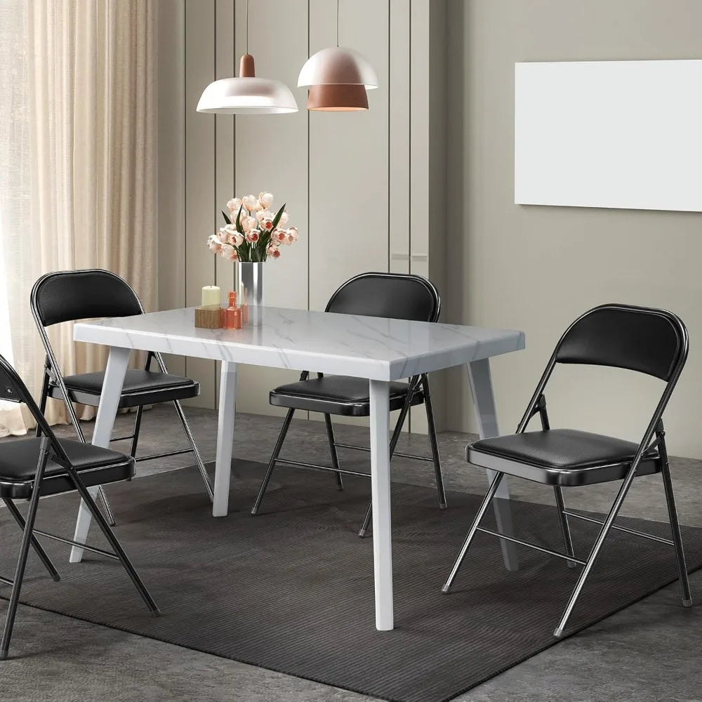 10 Pack Folding Chairs with Padded Seats, Metal Frame with Pu Leather Seat & Back, Capacity 350 lbs, Black