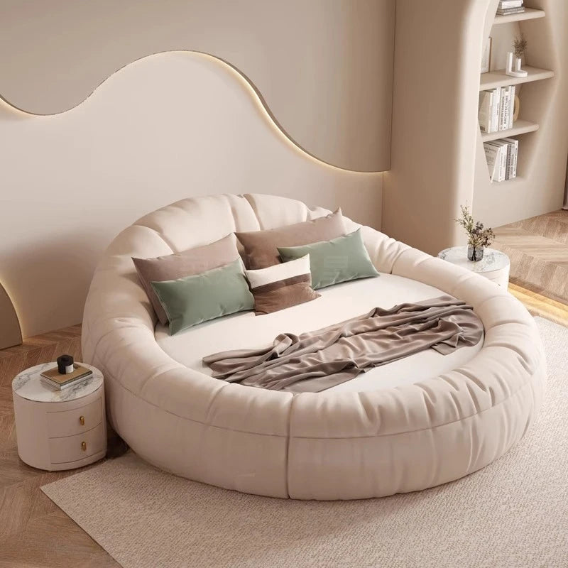 200X220cm double beds bedroom Round bed cheap full size queen bed Headboard side table bed room set bedroom furniture full set