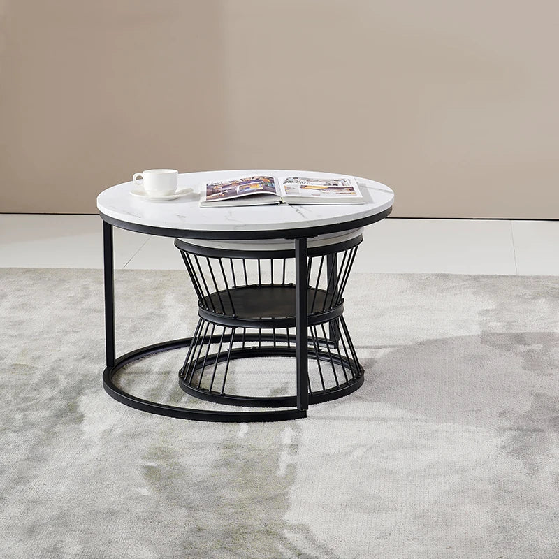 Brand Slate Luxury Coffee Tables Living Room Grey Simplicity Modern Coffee Tables Round Legs Metal