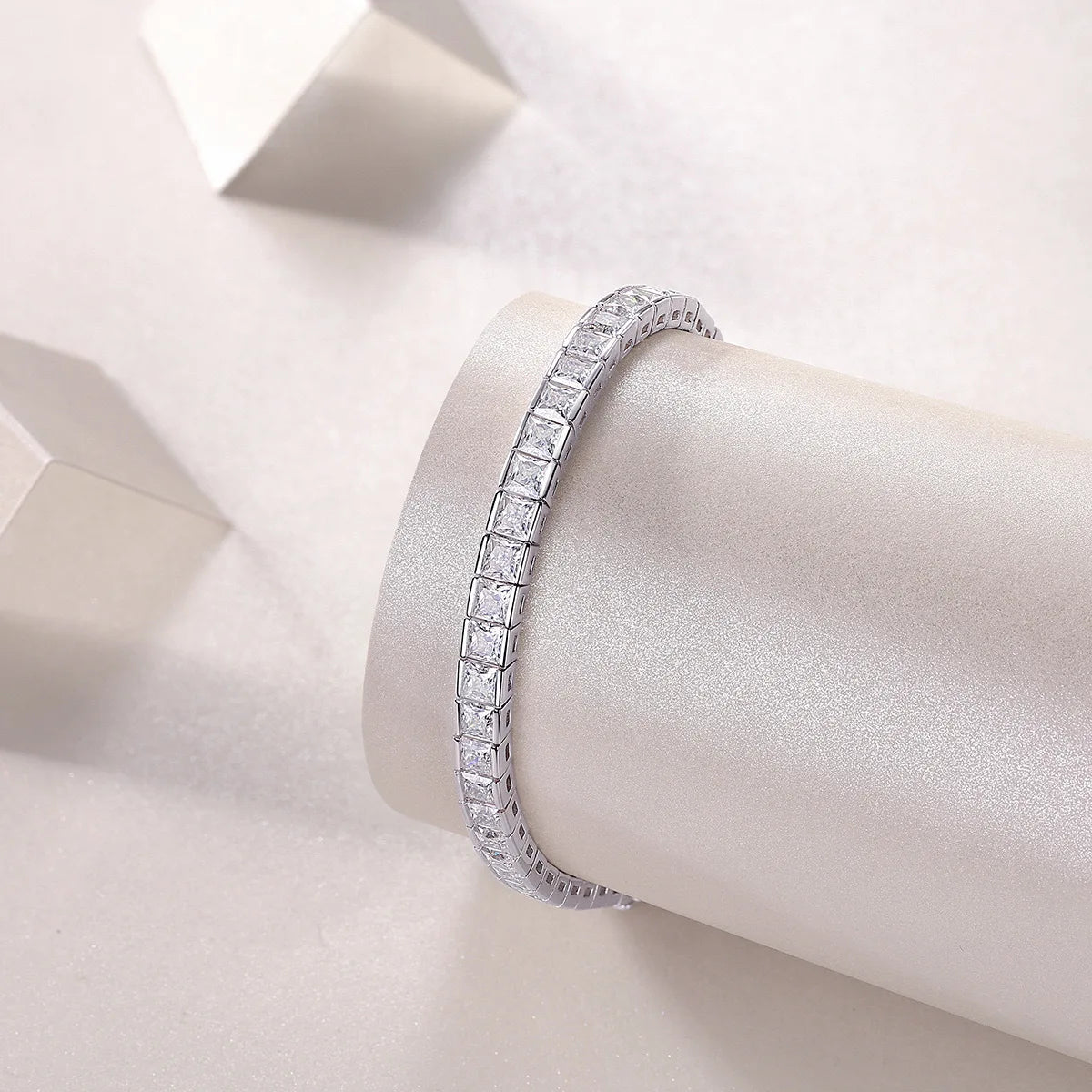 1pc S925 Sterling Silver with 5mm*5mm 5A Zirconia Tennis Bracelet, Men's and Women's, | Gemstones & Jewelry | Gifts for Him | G