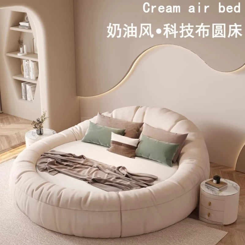 200X220cm double beds bedroom Round bed cheap full size queen bed Headboard side table bed room set bedroom furniture full set