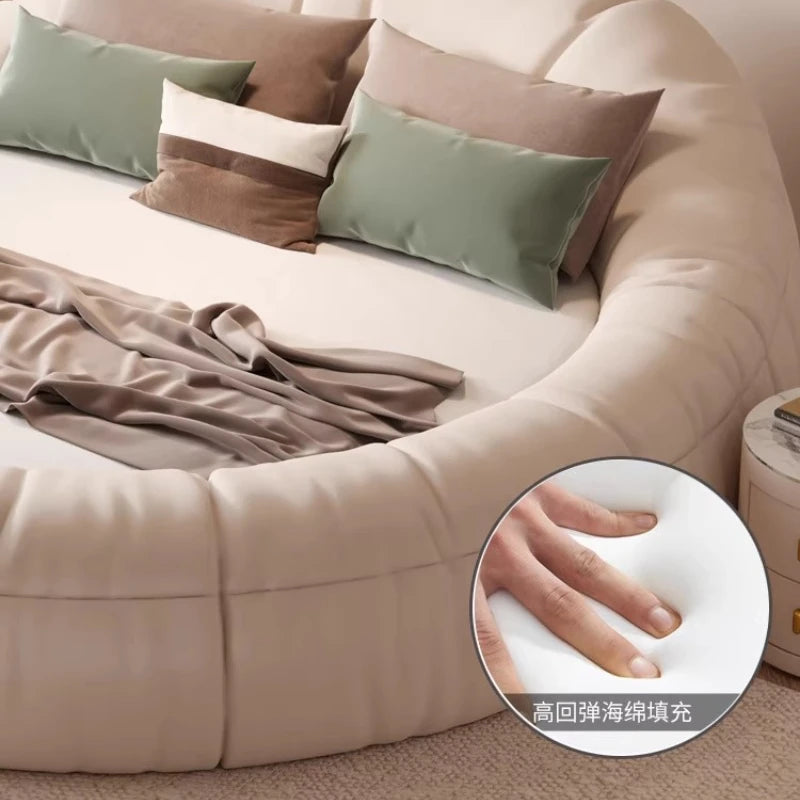 200X220cm double beds bedroom Round bed cheap full size queen bed Headboard side table bed room set bedroom furniture full set