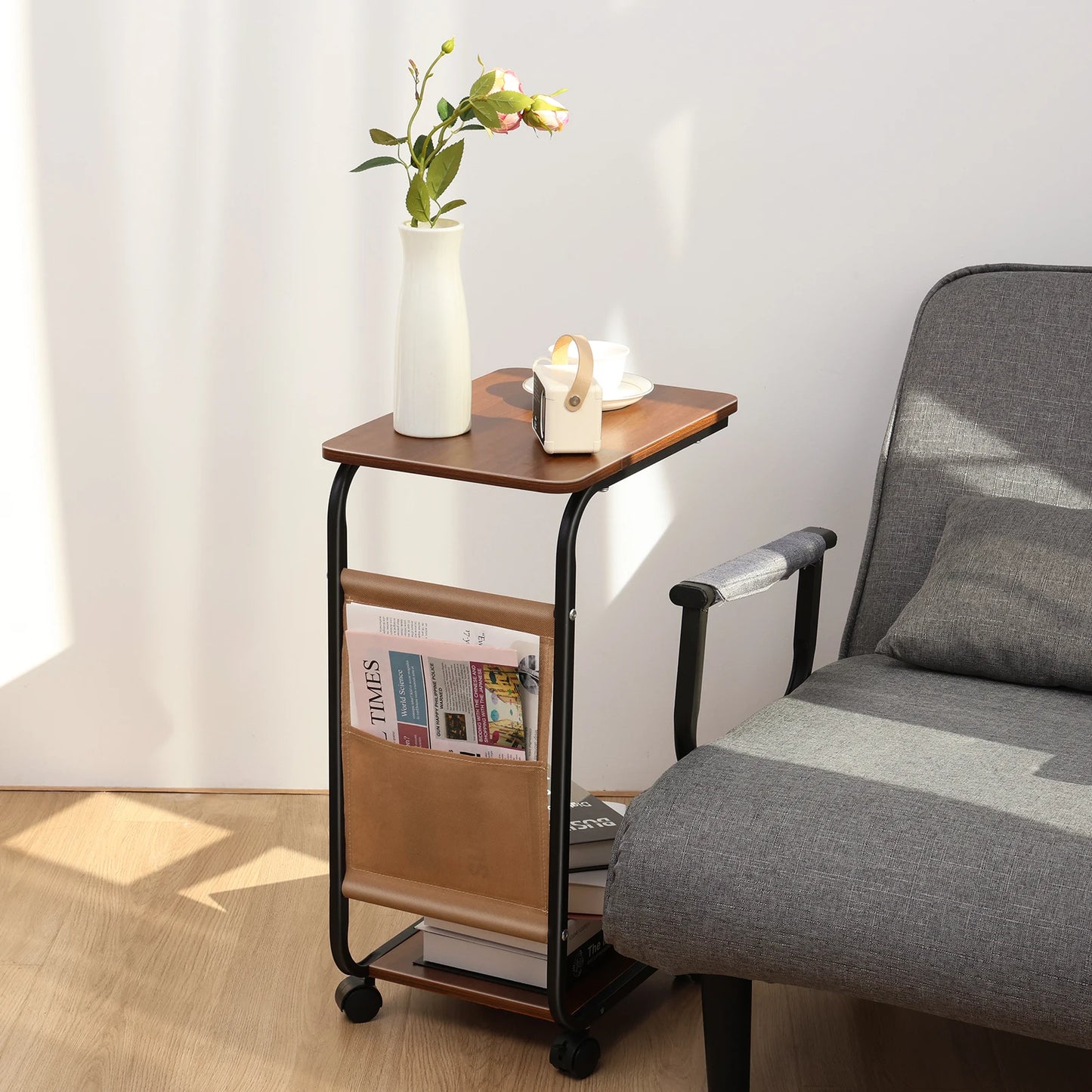 2024 Simple Coffee Table Bedside Storage Rack C-shaped Side Table Sofa Side Table Conveniently Mobile Home Living Room End Table