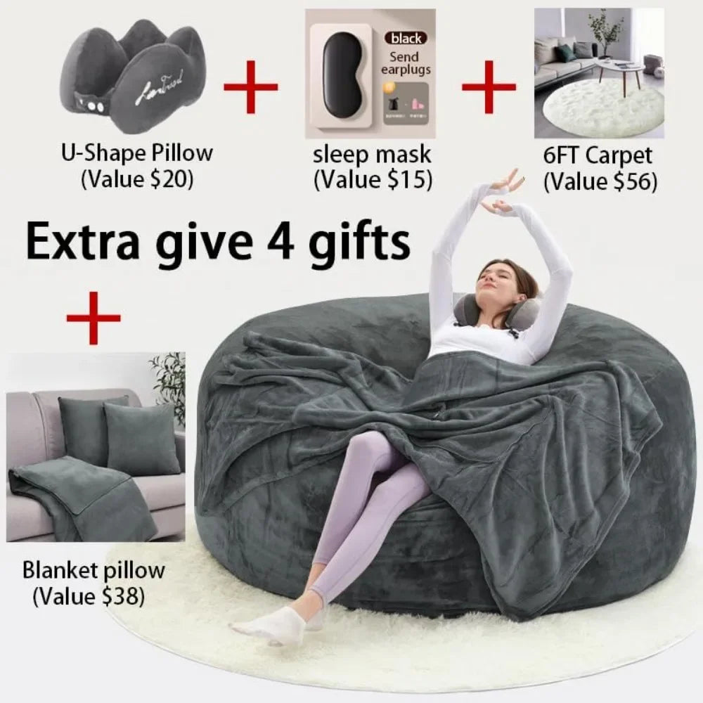 Oversized Bean Bag Sofa with Filling, Memory Sponge Bean Bag Chair, Floor, Adult Living Room, Lazy Sofa
