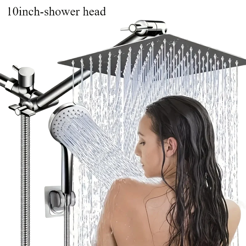 Bathroom chrome plated concealed stainless steel pressurized shower shower set with extended lever arm, toilet top spray shower