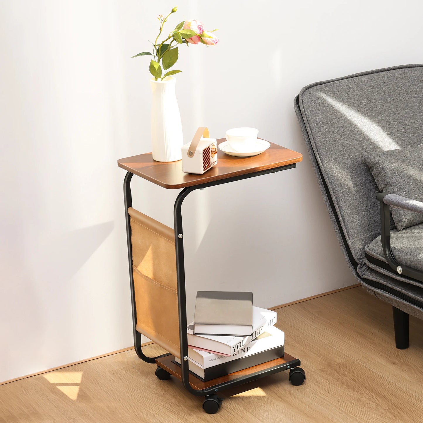 2024 Simple Coffee Table Bedside Storage Rack C-shaped Side Table Sofa Side Table Conveniently Mobile Home Living Room End Table
