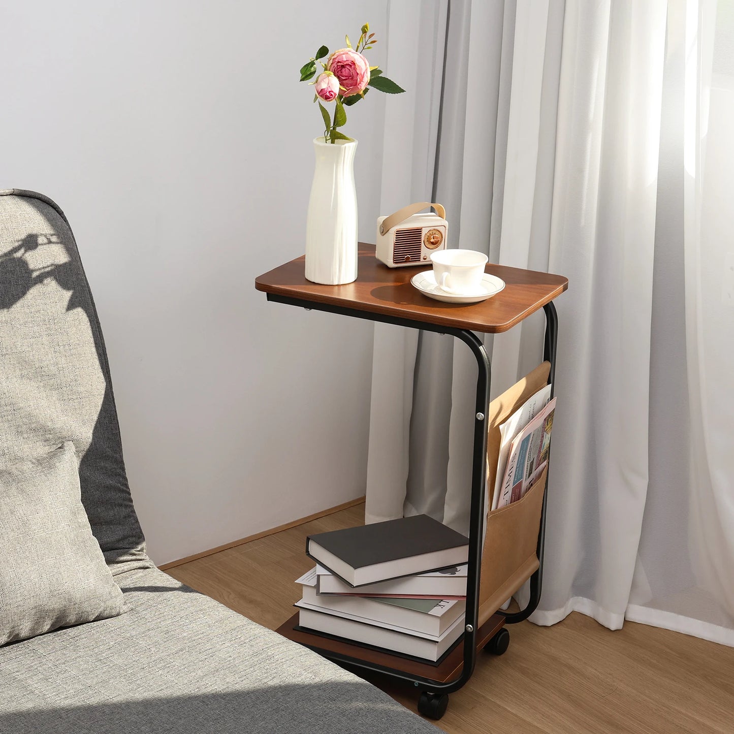 2024 Simple Coffee Table Bedside Storage Rack C-shaped Side Table Sofa Side Table Conveniently Mobile Home Living Room End Table