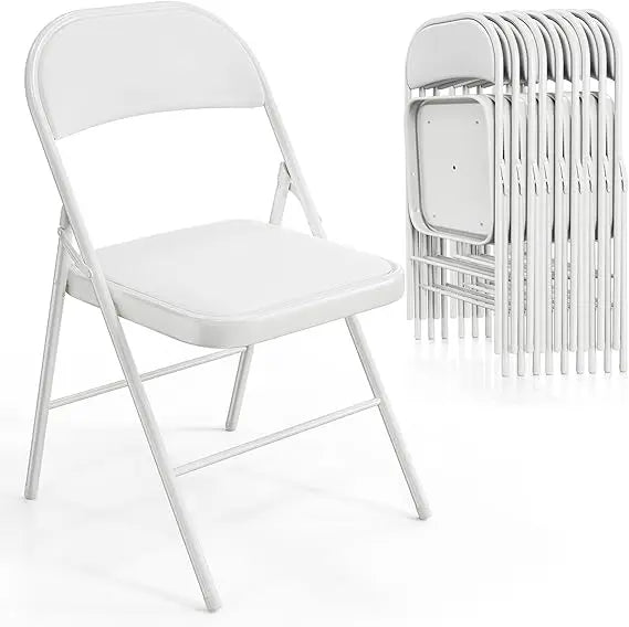10 Pack Folding Chairs with Padded Seats, Metal Frame with Pu Leather Seat & Back, Capacity 350 lbs, Black