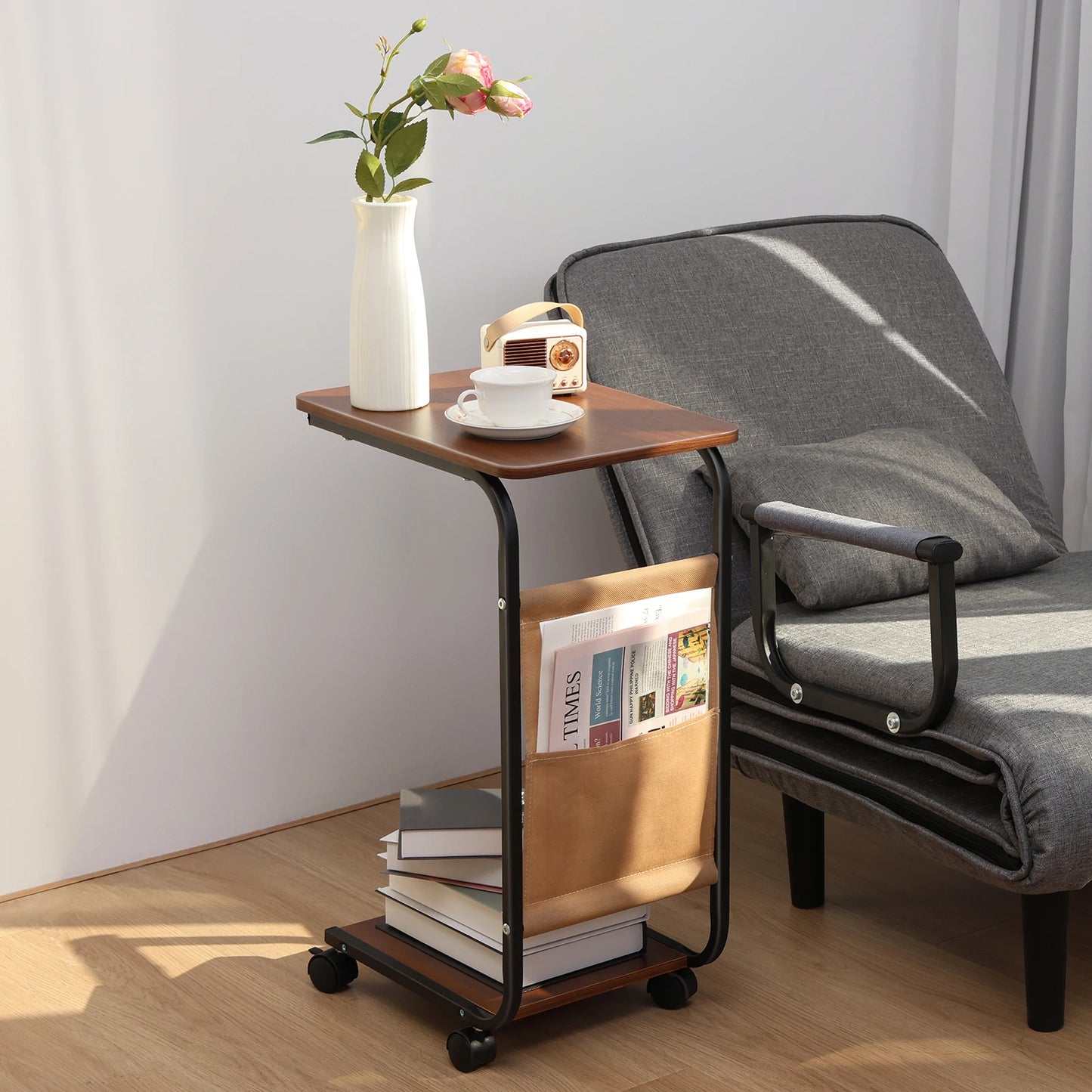 2024 Simple Coffee Table Bedside Storage Rack C-shaped Side Table Sofa Side Table Conveniently Mobile Home Living Room End Table