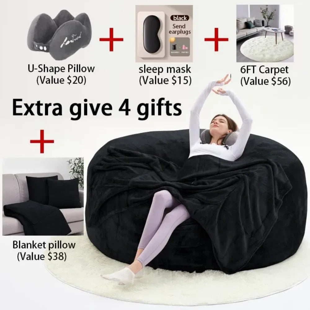 Oversized Bean Bag Sofa with Filling, Memory Sponge Bean Bag Chair, Floor, Adult Living Room, Lazy Sofa