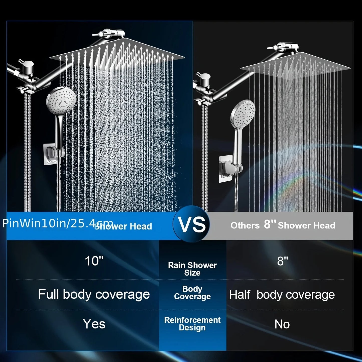 Bathroom chrome plated concealed stainless steel pressurized shower shower set with extended lever arm, toilet top spray shower