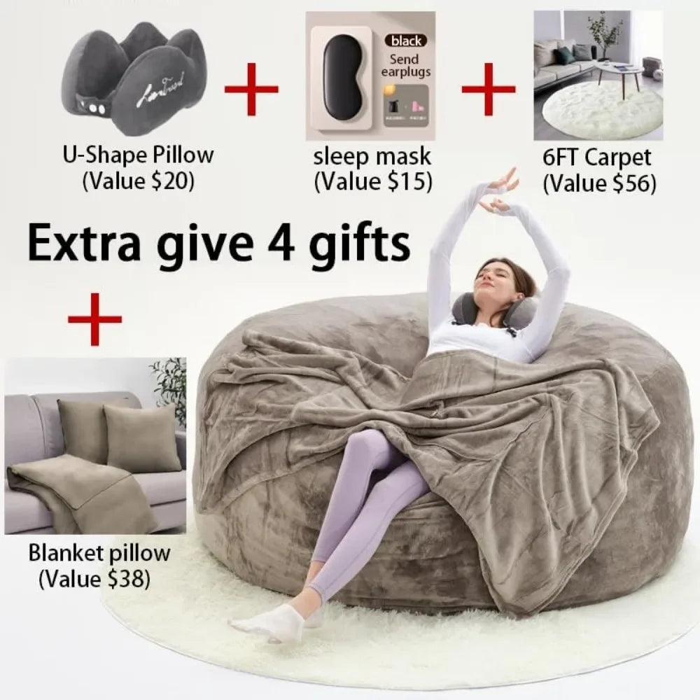 Oversized Bean Bag Sofa with Filling, Memory Sponge Bean Bag Chair, Floor, Adult Living Room, Lazy Sofa