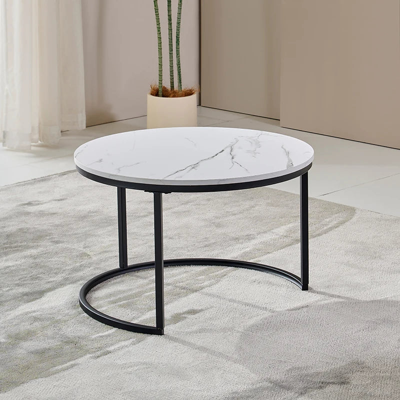 Brand Slate Luxury Coffee Tables Living Room Grey Simplicity Modern Coffee Tables Round Legs Metal