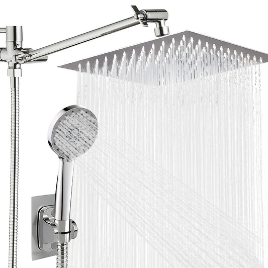 Bathroom chrome plated concealed stainless steel pressurized shower shower set with extended lever arm, toilet top spray shower