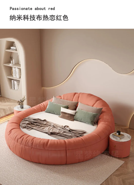 200X220cm double beds bedroom  Round bed cheap full size queen bed Headboard side table bed room set bedroom furniture full set