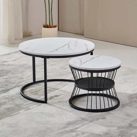 Brand Slate Luxury Coffee Tables Living Room Grey Simplicity Modern Coffee Tables Round Legs Metal