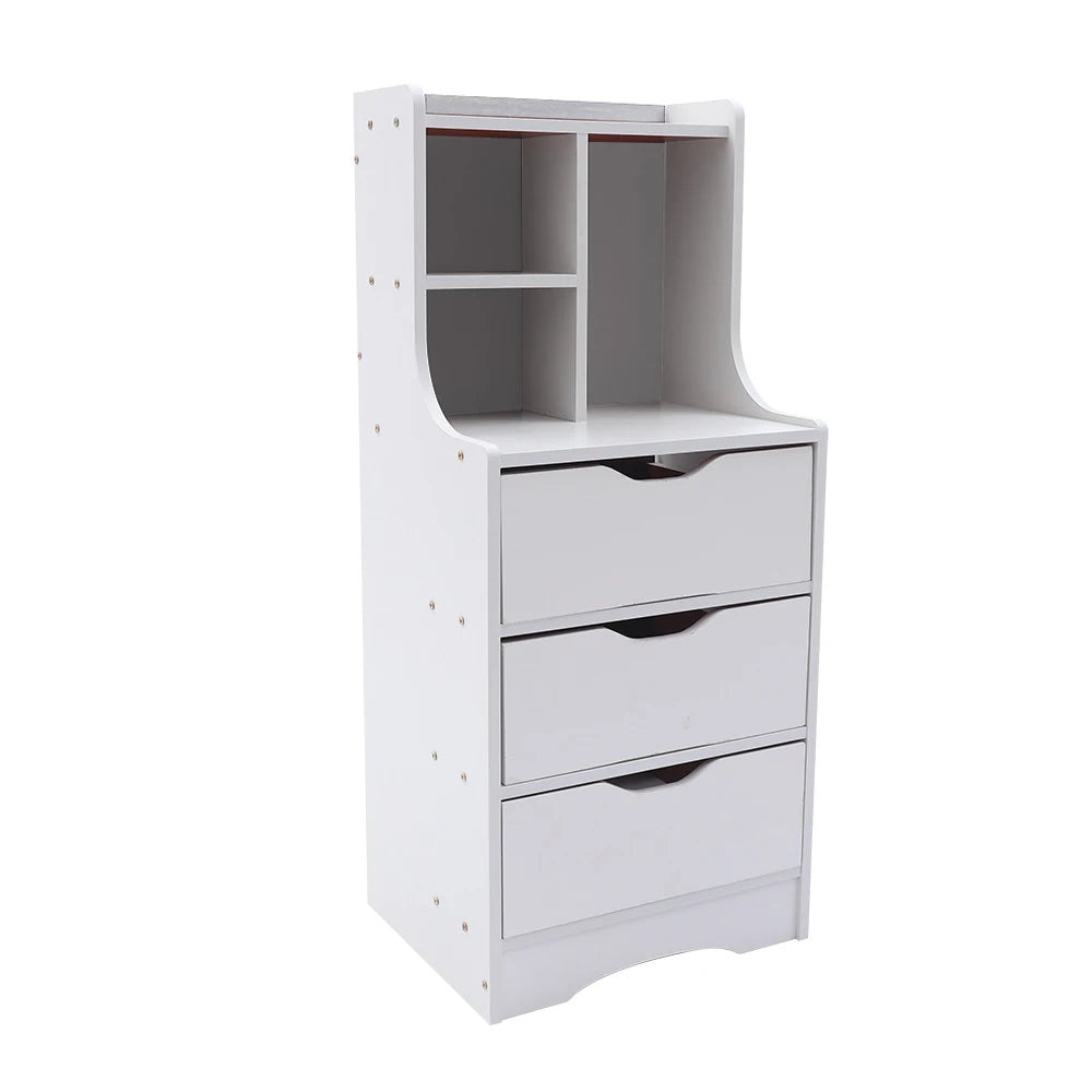 White Modern Style Nightstand Elegant Bedside Table Bedroom Furniture Cabinet With 3 Drawers