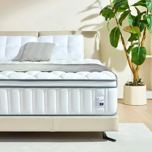 14 Inch Queen Size Hybrid Mattress with Cooling Gel and Individual Pocket Springs for Motion Isolation & Edge Support, Medium Fi