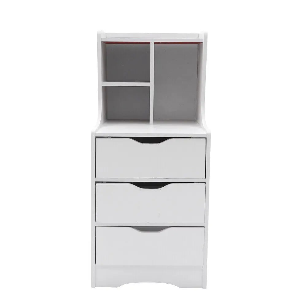 White Modern Style Nightstand Elegant Bedside Table Bedroom Furniture Cabinet With 3 Drawers