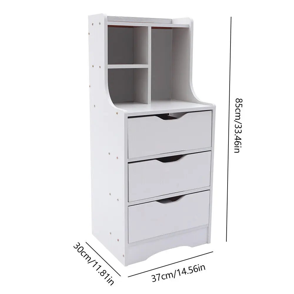 White Modern Style Nightstand Elegant Bedside Table Bedroom Furniture Cabinet With 3 Drawers
